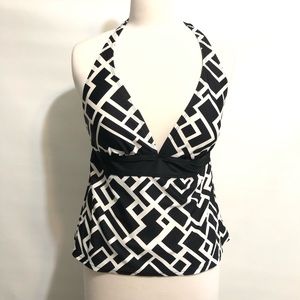 Tankini halter top black white sz 8 NWOT